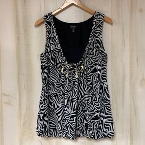 Nicole by Nicole Miller Black White Top M
